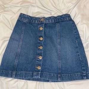 high waisted button jean skirt